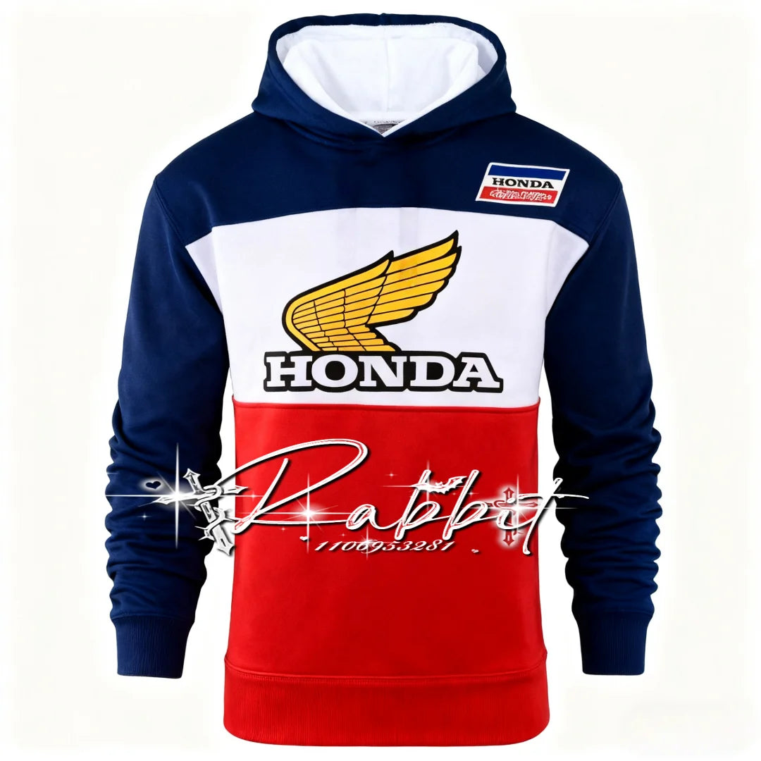 2025 New Autumn/Winter Outdoor Cycling Warm Hoodie Men's Honda Racing Team Fashion Street Motorcycle Racing Track Rider Hoodie