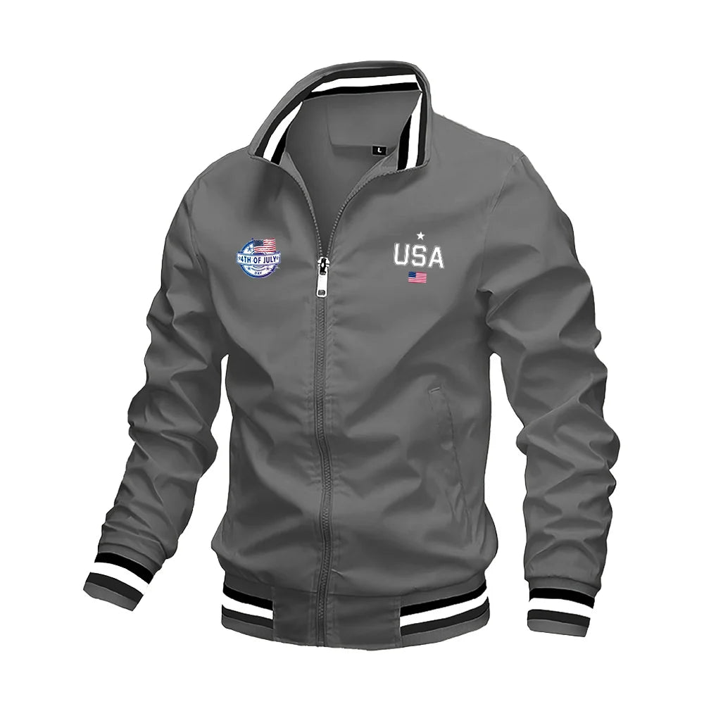 Men's Jackets High quality Fashion Casual USA Letter Graphic Print Outdoor Coat Tops Baseball Bomber Varsity Jacket Men Oversize USA🇺🇸
