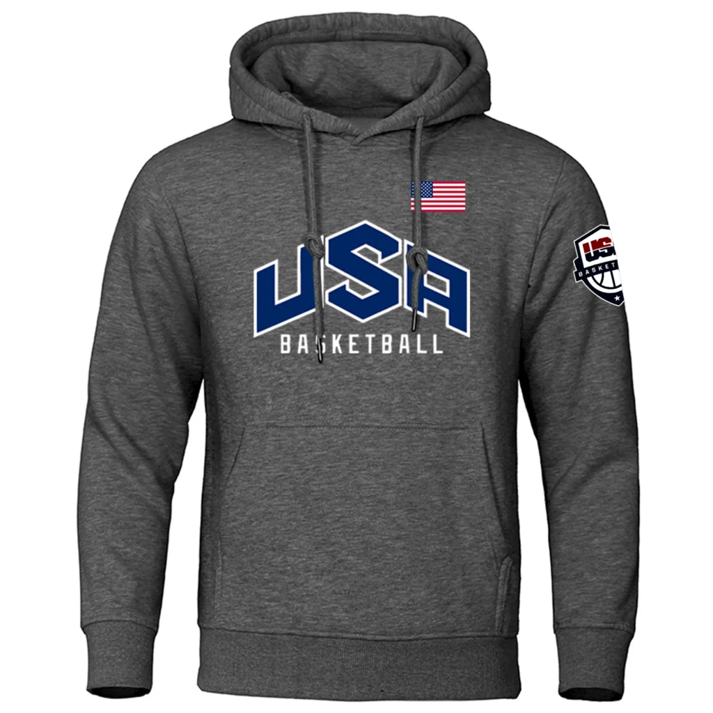 U S A Basketball Sports Clothing Men Loose Oversize Hoodie Casual Fashion Hoody Fleece Breathable Long Sleeves Pullover Male