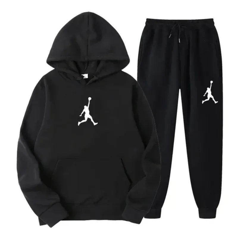 Jordan 2025 Spring/Autumn/Winter Trendy Men Women Hooded Sweatshirt+Pants Two-piece Set Outdoor Basketball Loose Warm Sportswear