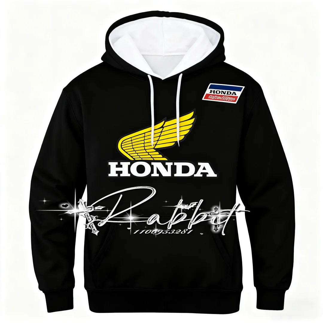 2025 New Autumn/Winter Outdoor Cycling Warm Hoodie Men's Honda Racing Team Fashion Street Motorcycle Racing Track Rider Hoodie