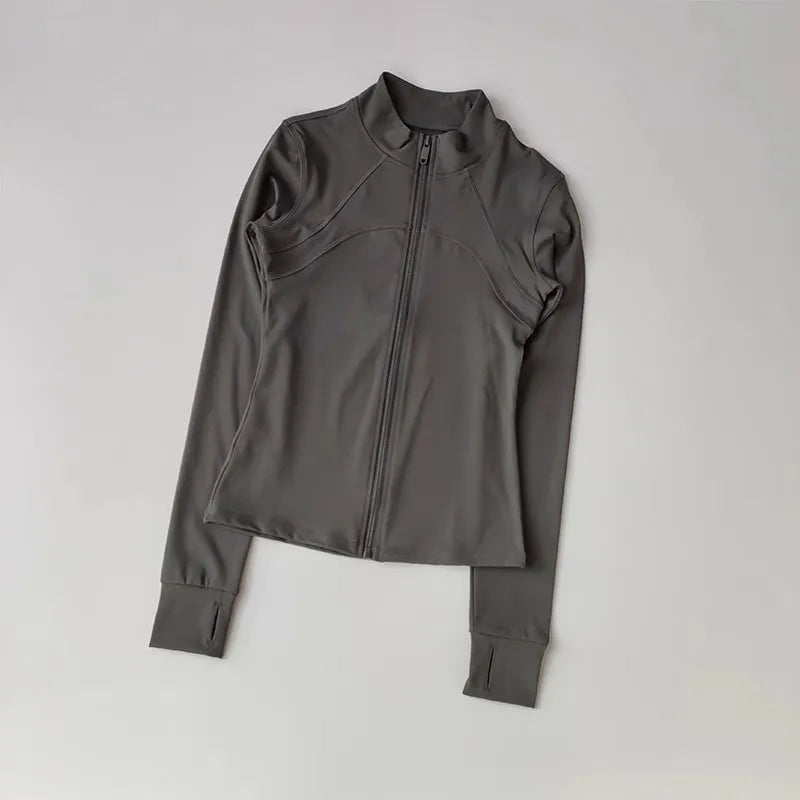 Women's High-End Yoga Fitness Jacket Autumn Stand Collar Long Sleeve Windproof Sports Running Training Top