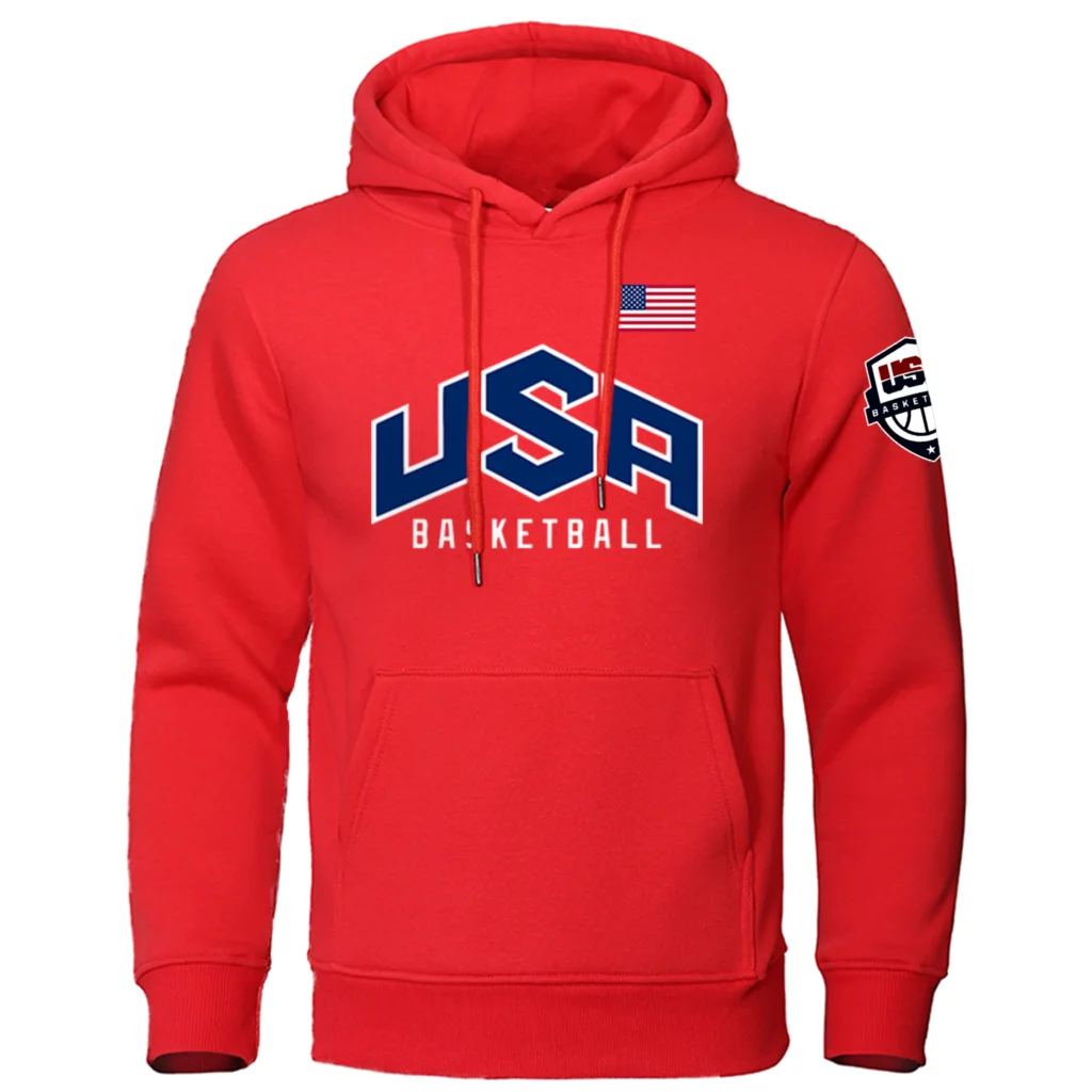 U S A Basketball Sports Clothing Men Loose Oversize Hoodie Casual Fashion Hoody Fleece Breathable Long Sleeves Pullover Male