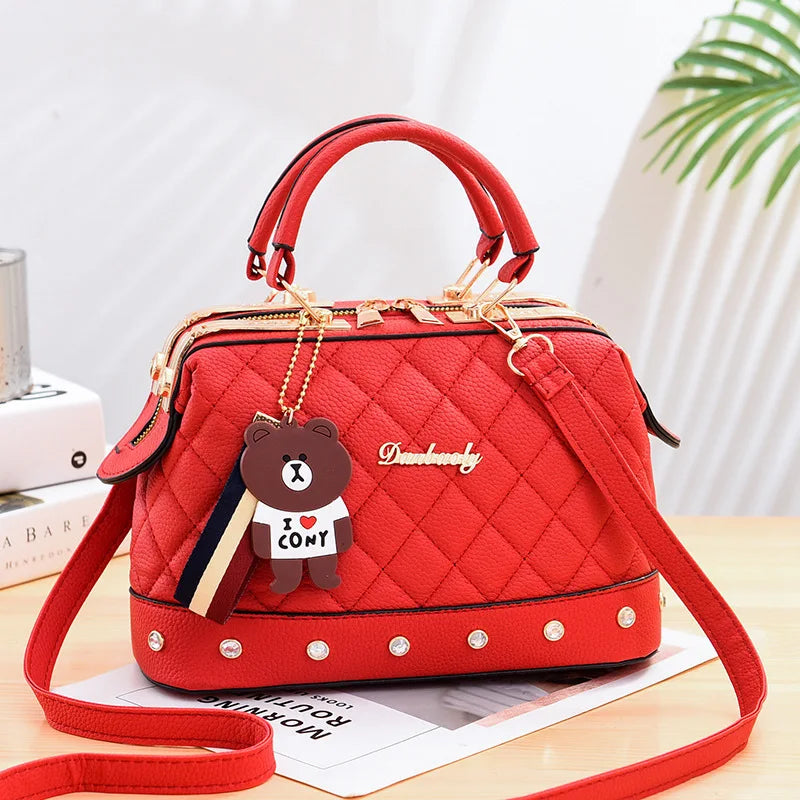 2025 New Womens Boston Pillow Bag Fashion Color Blocking Large Capacity Handbag Women's Commuter Tote Bag Shoulder Bag