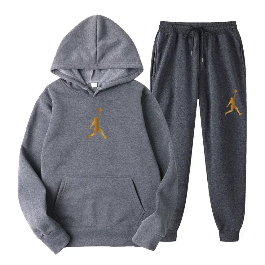 Jordan 2025 Spring/Autumn/Winter Trendy Men Women Hooded Sweatshirt+Pants Two-piece Set Outdoor Basketball Loose Warm Sportswear