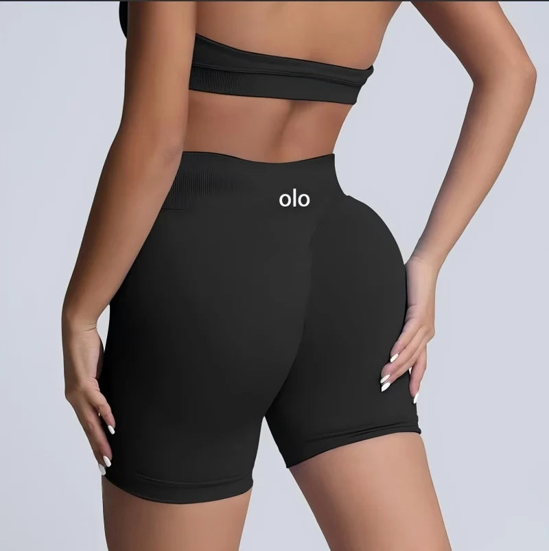 Yoga shorts luxury high waisted hip lifting quick drying sports pants high elasticity seamless women's clothing fitness shorts