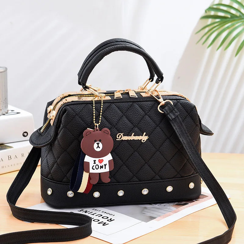 2025 New Womens Boston Pillow Bag Fashion Color Blocking Large Capacity Handbag Women's Commuter Tote Bag Shoulder Bag