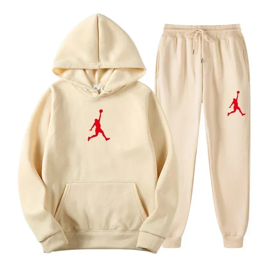 Jordan 2025 Spring/Autumn/Winter Trendy Men Women Hooded Sweatshirt+Pants Two-piece Set Outdoor Basketball Loose Warm Sportswear