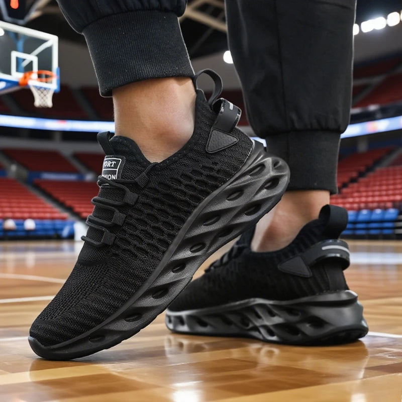 Men's Athletic Basketball Sneakers Bright Yellow Woven Upper Airy Mesh Design Men Shoes Trendy Non-slip Functional Sports Shoes