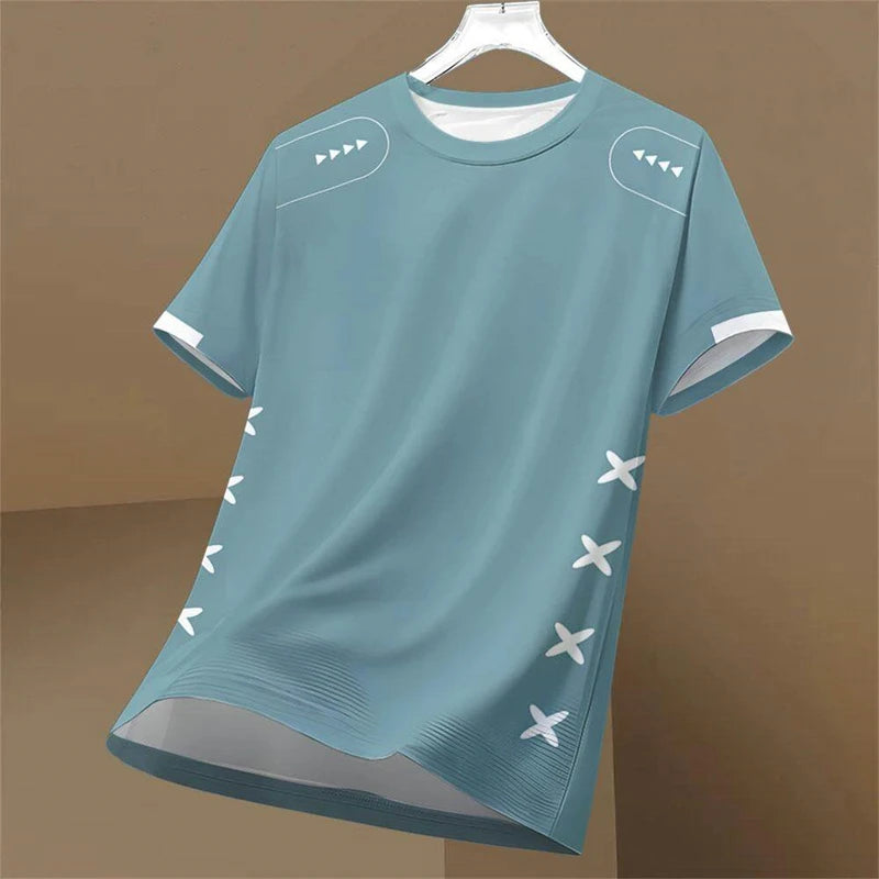 Men's Running T Shirt Summer Short Sleeve Cooling T-Shirt Quick-Dry Breathable Gym Tee Outdoor Fitness Sportswear Men's Clothing
