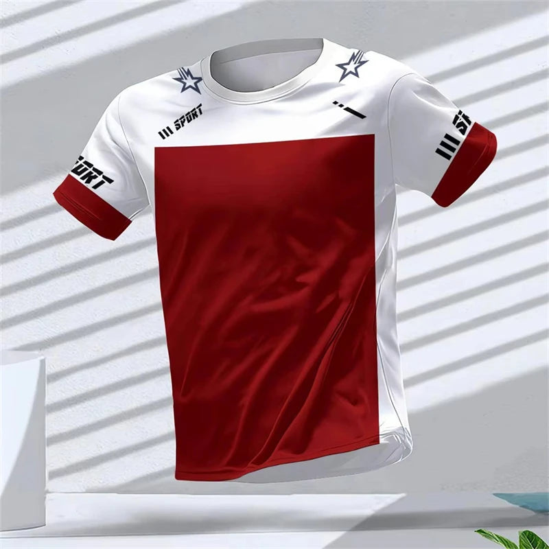 Fashion Running Sports T Shirts For Men Summer Casual Outdoor Fitness 3D Printed T-shirts Loose Quick Dry Breathable Tees Tops