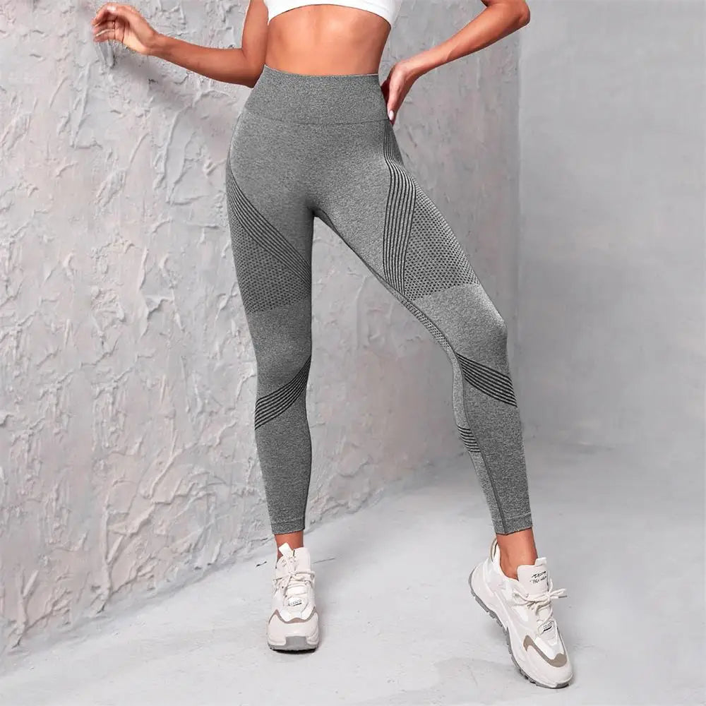 Knitted yoga wear, seamless hip-lifting sports pants, women's peach-buttock fitness pants, tight sports yoga breathable