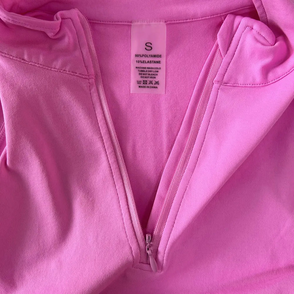 No Logo Yoga Jacket With Half Zip Shirt Women Long Sleeve Sport Tops Seamless Running Workout Coat Fitness Clothing Activewear