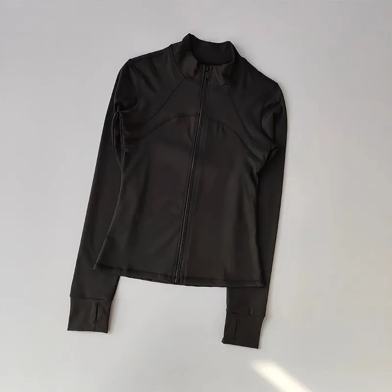 Women's High-End Yoga Fitness Jacket Autumn Stand Collar Long Sleeve Windproof Sports Running Training Top
