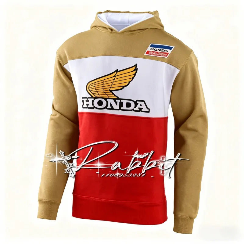 2025 New Autumn/Winter Outdoor Cycling Warm Hoodie Men's Honda Racing Team Fashion Street Motorcycle Racing Track Rider Hoodie