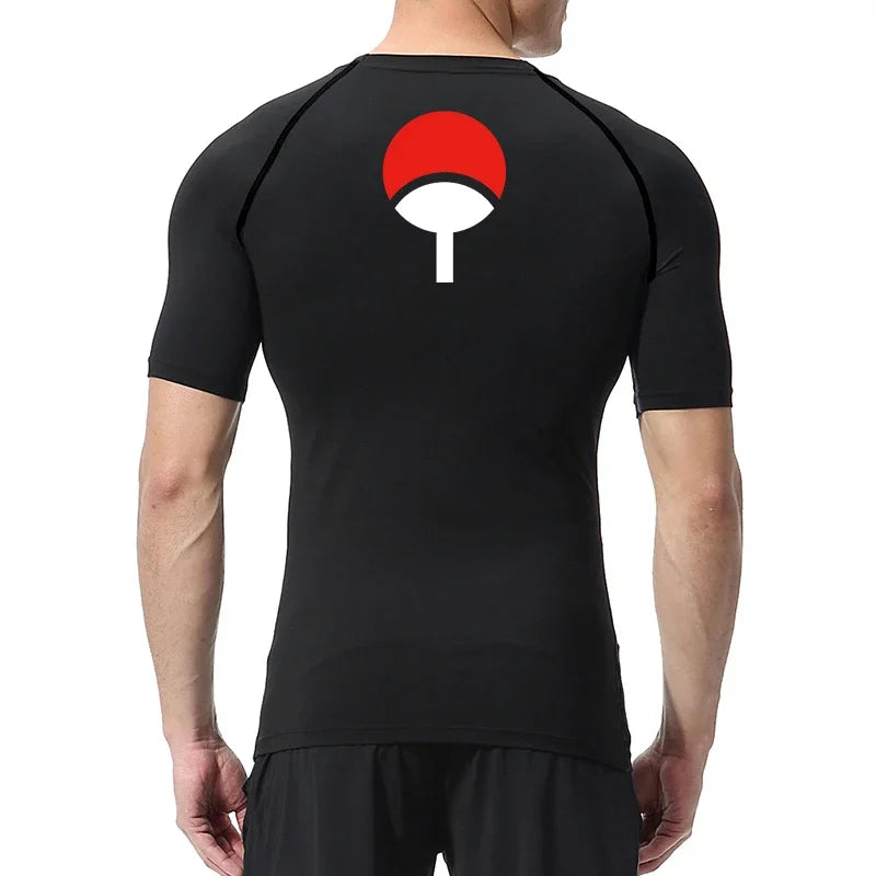 Graphic Compression Shirts for Men Athletic Quick Dry Rash Guard Stretchy Baselayers Undershirts Gym Workout Running Tshirt Tops