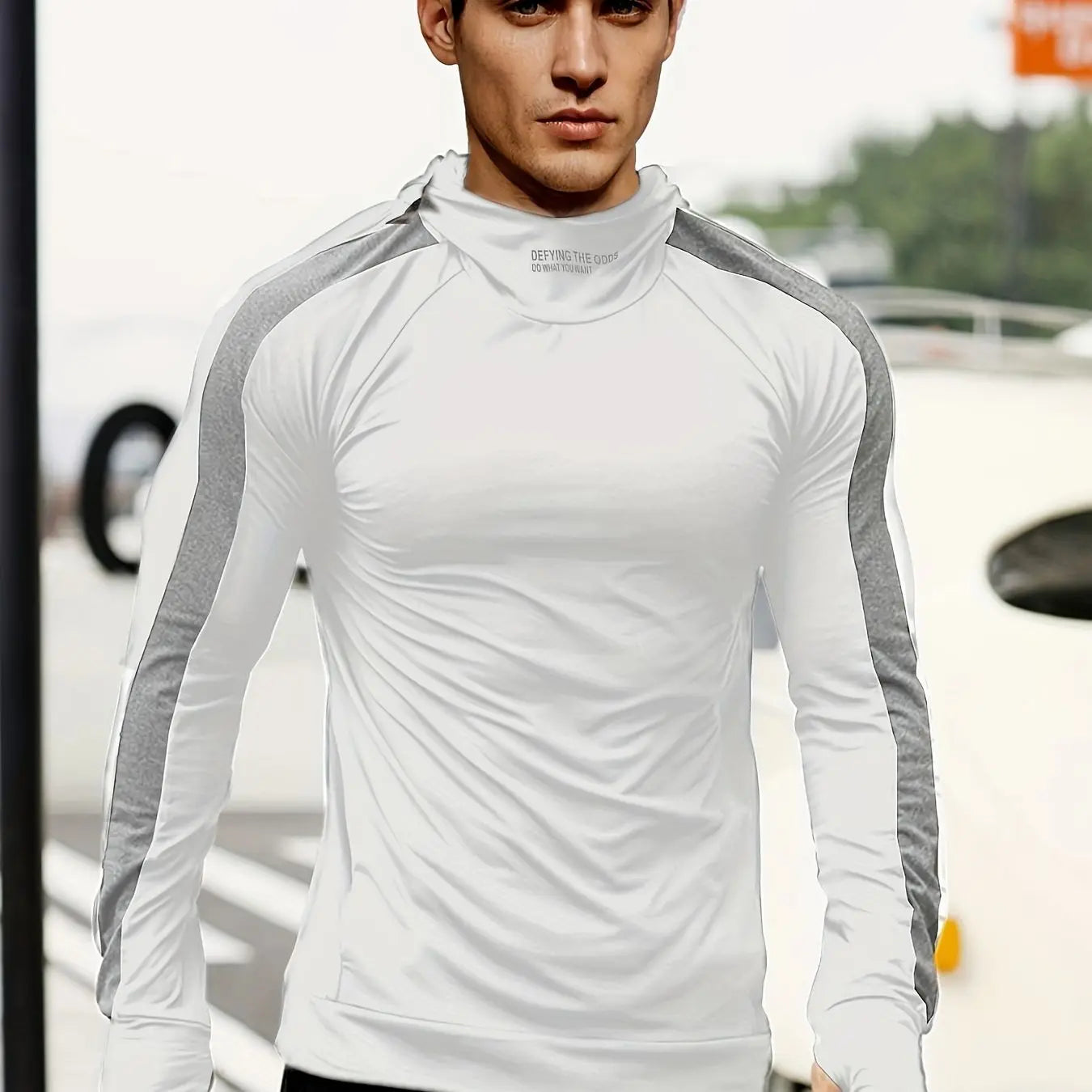 Men's Sports Hooded Quick-drying Breathable Cool Tight Outdoor Fitness Long-sleeved T-shirt