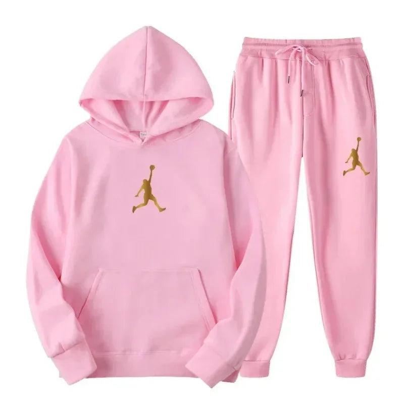 Jordan 2025 Spring/Autumn/Winter Trendy Men Women Hooded Sweatshirt+Pants Two-piece Set Outdoor Basketball Loose Warm Sportswear