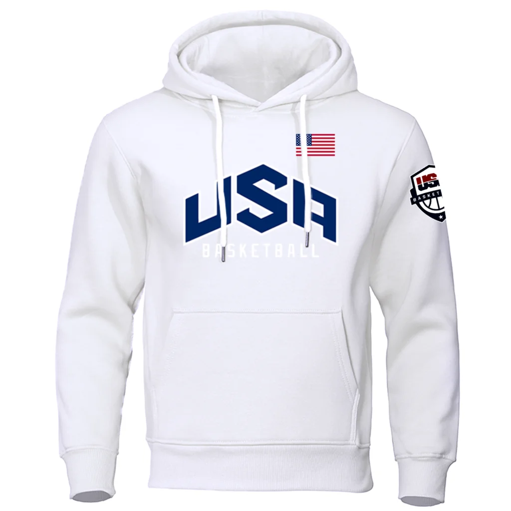 U S A Basketball Sports Clothing Men Loose Oversize Hoodie Casual Fashion Hoody Fleece Breathable Long Sleeves Pullover Male