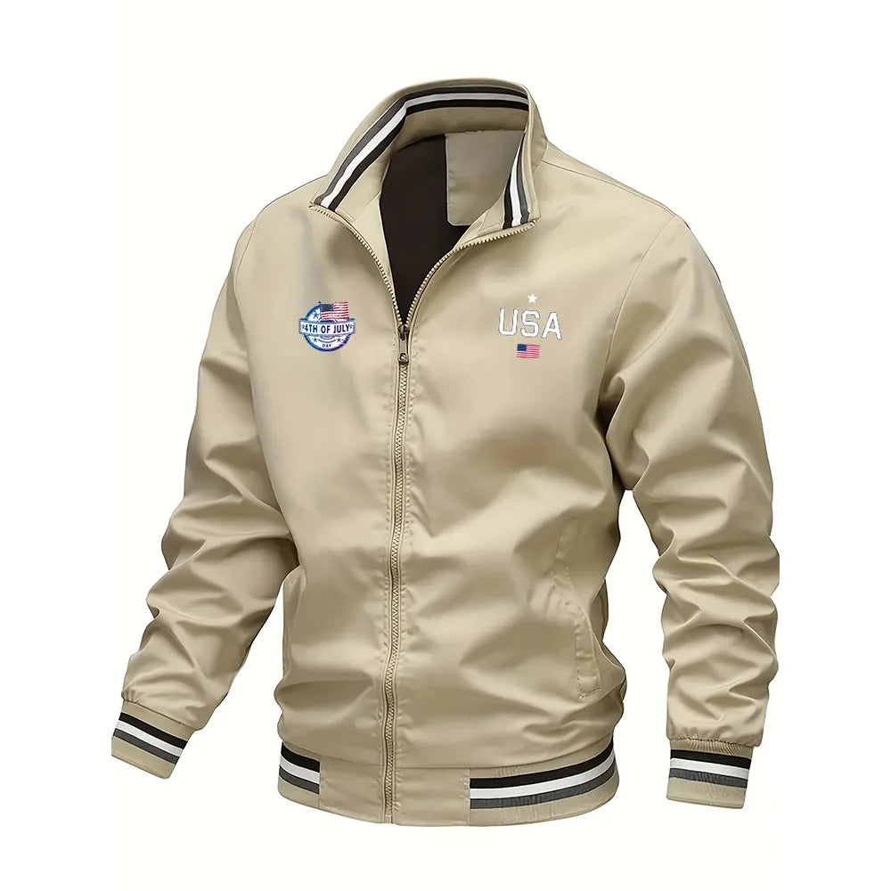 Men's Jackets High quality Fashion Casual USA Letter Graphic Print Outdoor Coat Tops Baseball Bomber Varsity Jacket Men Oversize USA🇺🇸