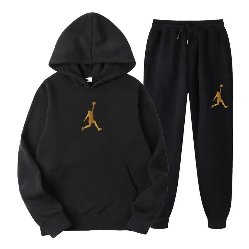 Jordan 2025 Spring/Autumn/Winter Trendy Men Women Hooded Sweatshirt+Pants Two-piece Set Outdoor Basketball Loose Warm Sportswear