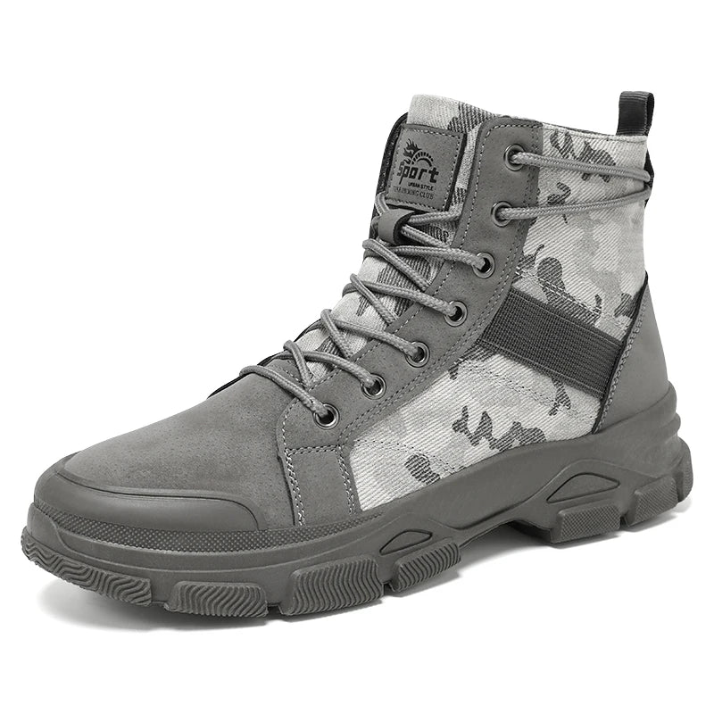 Military Boots for Men Autumn High Top Camouflage Desert Casual Flats Mens Boot Breathable Non Slip Work Shoes Zapatillas Hombre