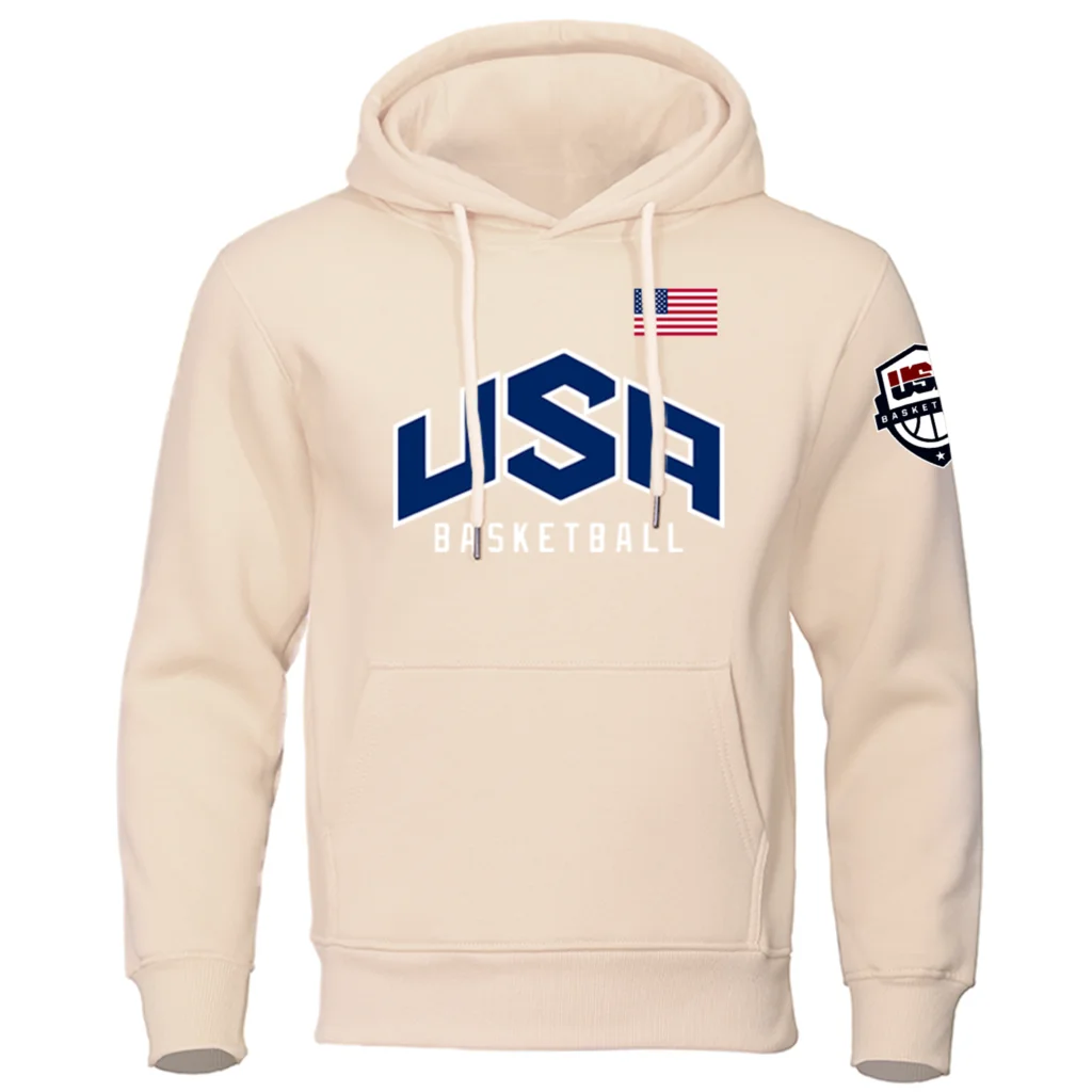 U S A Basketball Sports Clothing Men Loose Oversize Hoodie Casual Fashion Hoody Fleece Breathable Long Sleeves Pullover Male