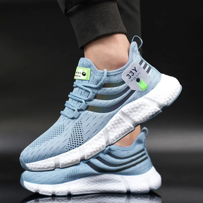 Zapatillas deportivas informales para hombre, transpirables, ligeras, de malla negra, para correr al aire libre, atléticas, para jogging, tenis, para caminar