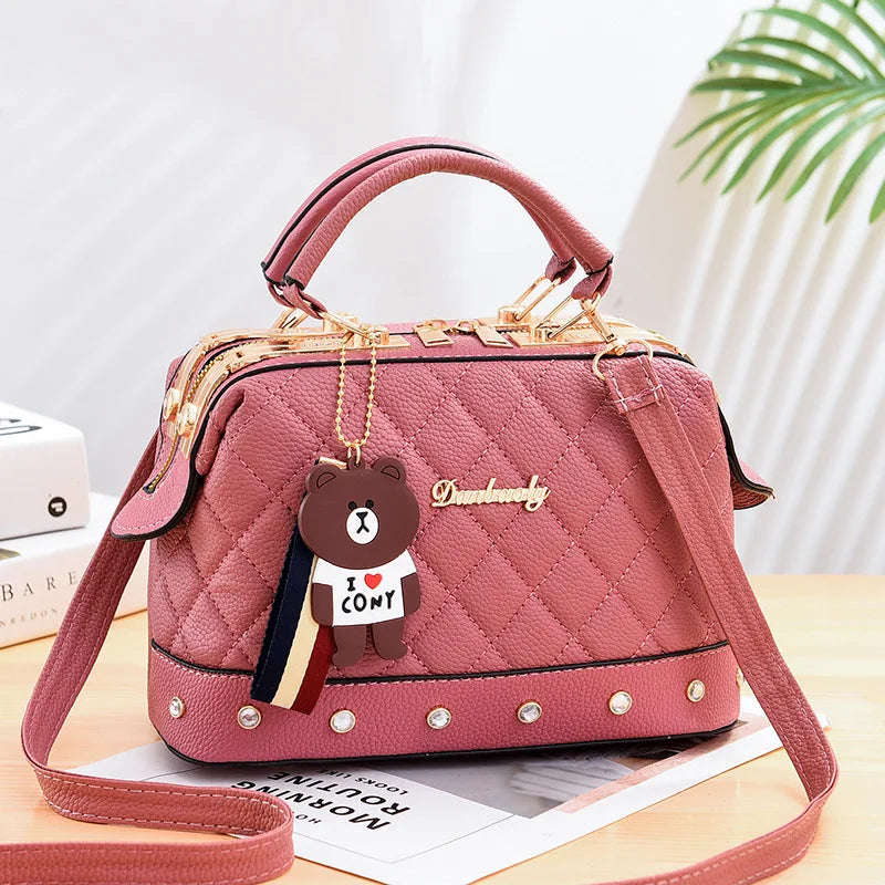 2025 New Womens Boston Pillow Bag Fashion Color Blocking Large Capacity Handbag Women's Commuter Tote Bag Shoulder Bag