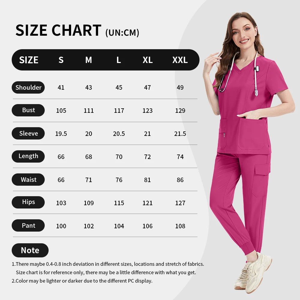 Scrubs Uniforms Short V Neck Sleeve Top Pants Sets Uniform Solid Color Workwear Medical Men Women Working Suit Nurse Accessories