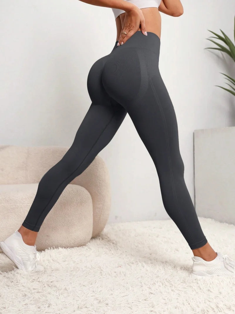 Nuevos pantalones de yoga de cintura alta para mujer - Leggings de control de abdomen, pantalones elásticos suaves para correr, pantalones deportivos cómodos para gimnasio"
