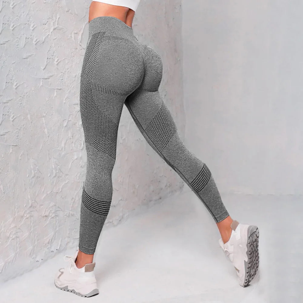 Knitted yoga wear, seamless hip-lifting sports pants, women's peach-buttock fitness pants, tight sports yoga breathable
