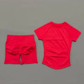 2 Piece Sports Set Women Gym Yoga Set Seamless Fitness Gym Clothes Sportswear Short Sleeve Top Sports Short Leggings Suit
