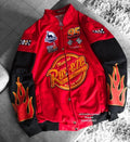 American New Fashion Letter Embroidery Oversized Red Spliced jacket Men Harajuku Y2K Casual Loose Button Baseball Uniform original 100