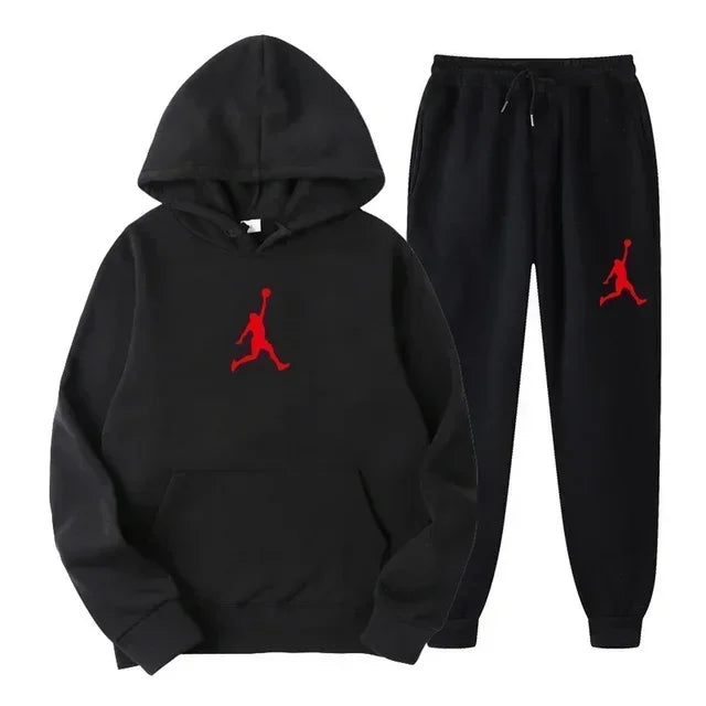 Jordan 2025 Spring/Autumn/Winter Trendy Men Women Hooded Sweatshirt+Pants Two-piece Set Outdoor Basketball Loose Warm Sportswear