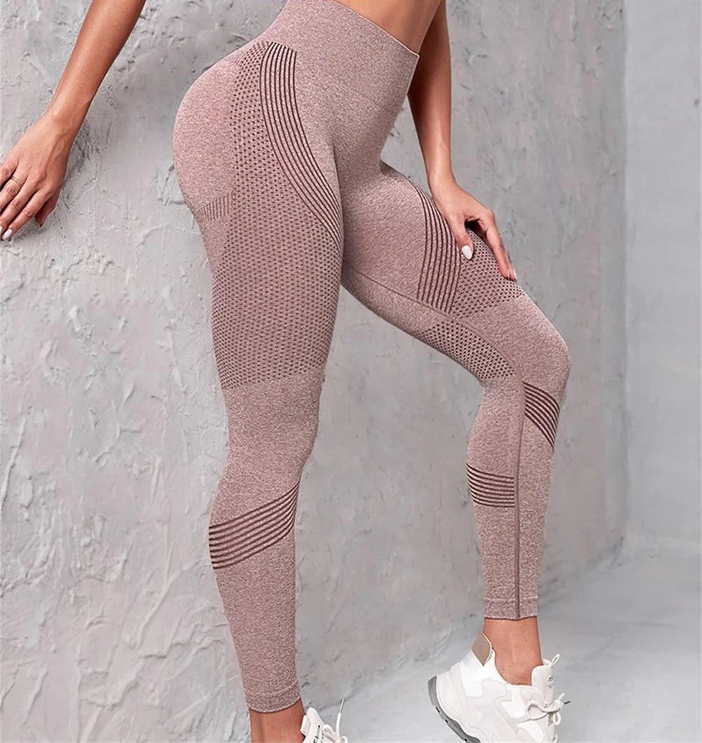 Knitted yoga wear, seamless hip-lifting sports pants, women's peach-buttock fitness pants, tight sports yoga breathable