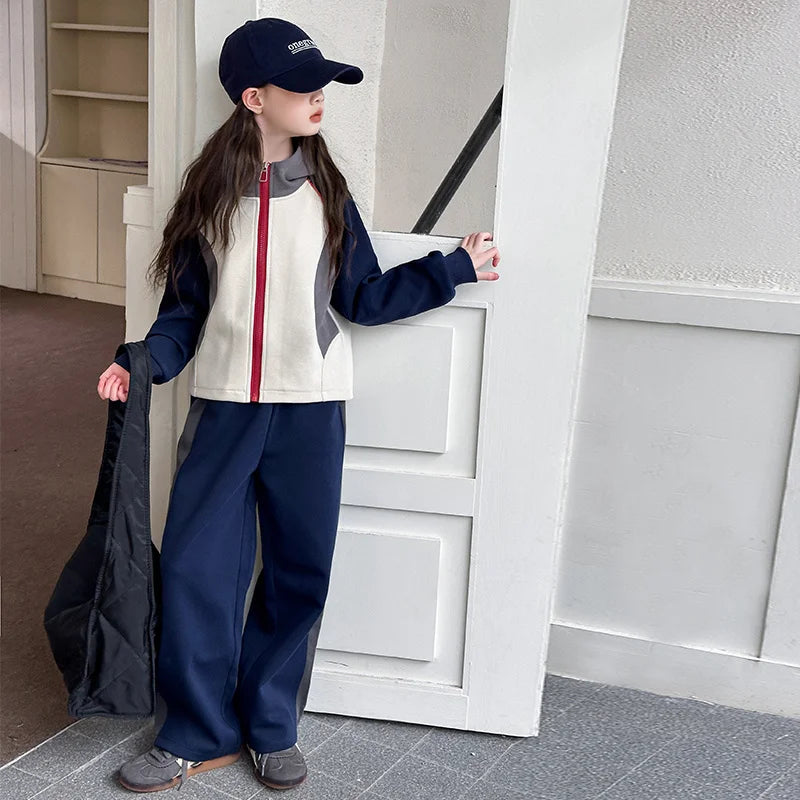 Sports Suit for Girls 2PCS/Set Children Suit Cotton Hoodies Jacket + Pants Teenage Kids Sportswear Tracksuit New Fashion Outfits