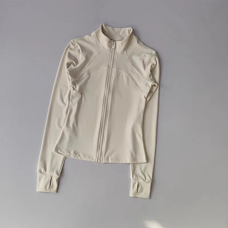 Women's High-End Yoga Fitness Jacket Autumn Stand Collar Long Sleeve Windproof Sports Running Training Top