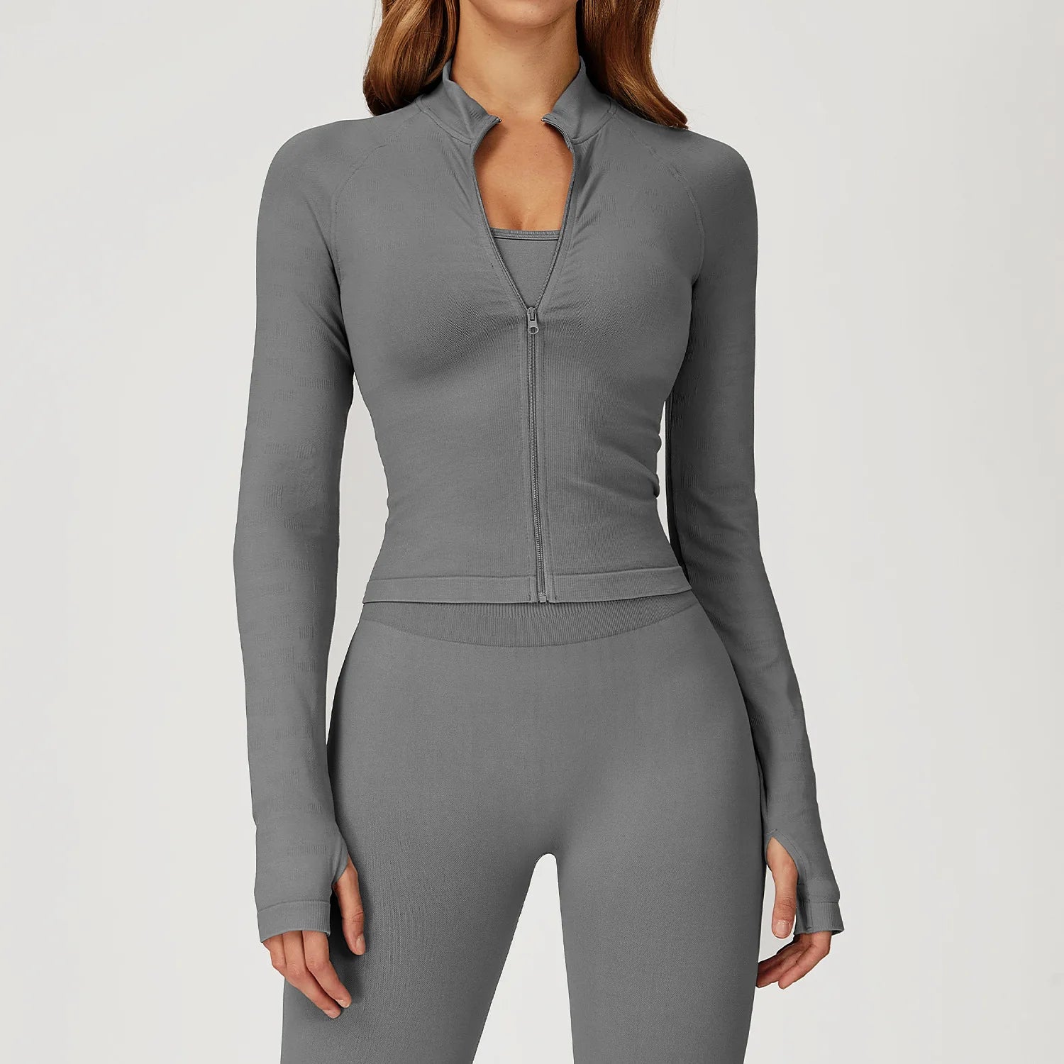 Seamless 2 Pieces Yoga Suit Sports Outfits Women Gym Set Women Tracksuit Running Workout Long Sleeve Sports Shirt Yoga Clothing