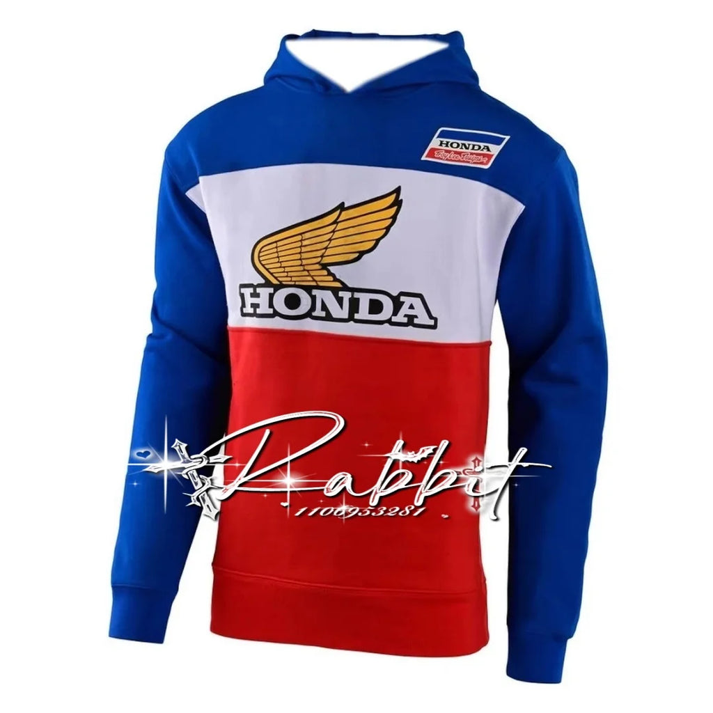 2025 New Autumn/Winter Outdoor Cycling Warm Hoodie Men's Honda Racing Team Fashion Street Motorcycle Racing Track Rider Hoodie