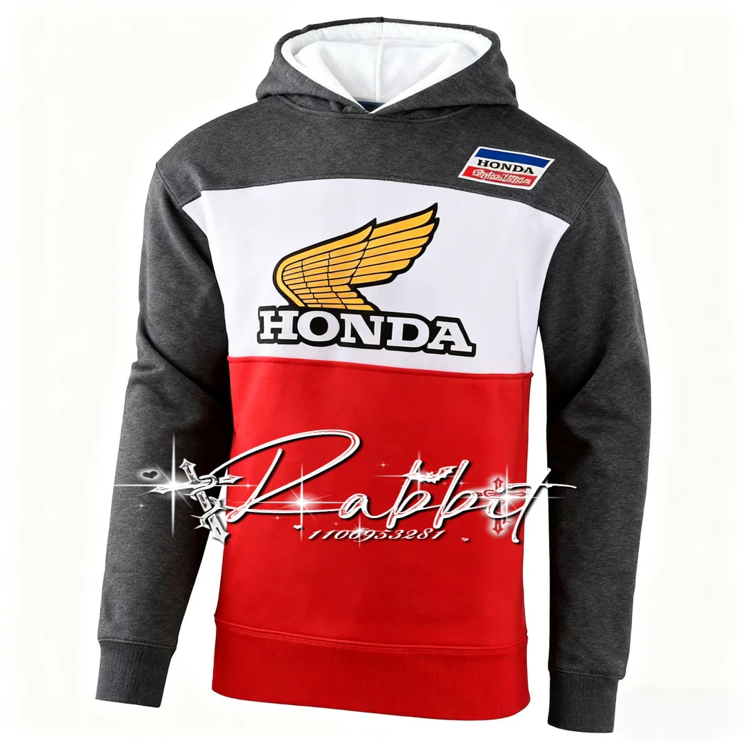2025 New Autumn/Winter Outdoor Cycling Warm Hoodie Men's Honda Racing Team Fashion Street Motorcycle Racing Track Rider Hoodie