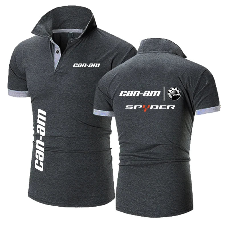 Polo Shirt Men Can Am Team Motorcycles Short Sleeve Polo Shirt Summer Motorcycle F1 CanAm Team Streetwear Casual Tops