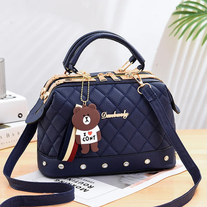 2025 New Womens Boston Pillow Bag Fashion Color Blocking Large Capacity Handbag Women's Commuter Tote Bag Shoulder Bag
