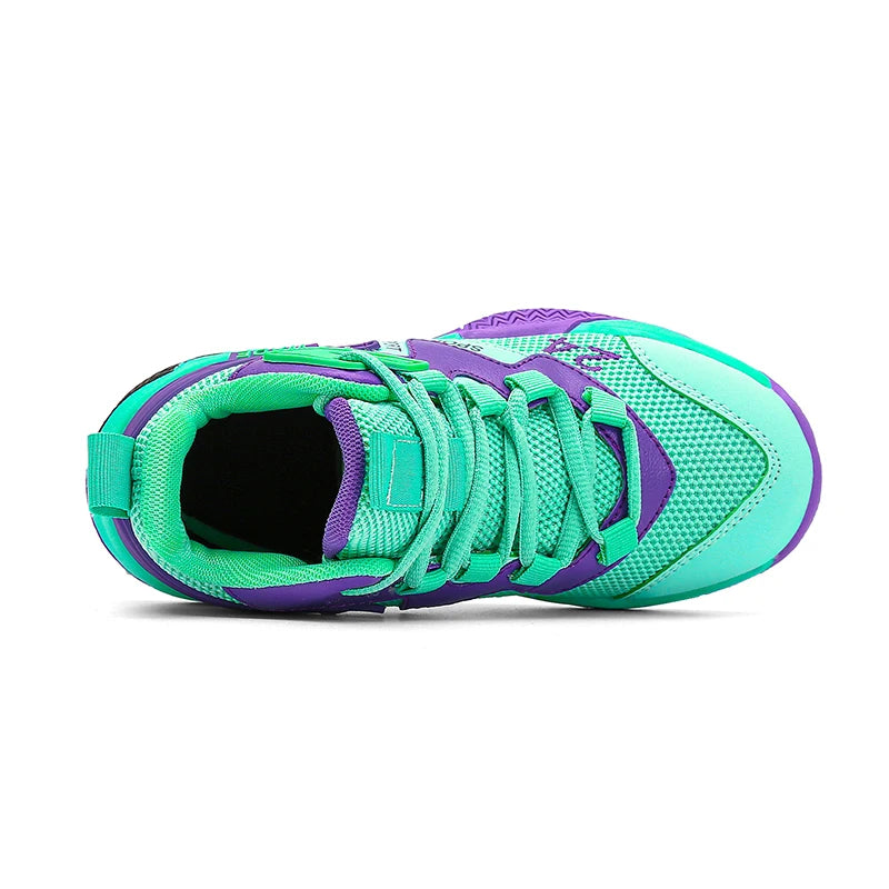 Children Basketball Shoes for Boys Girls Kids Teenagers Breathable Non-slip Lace Up Indoor Outdoor Training Sneakers Tennis Shoe