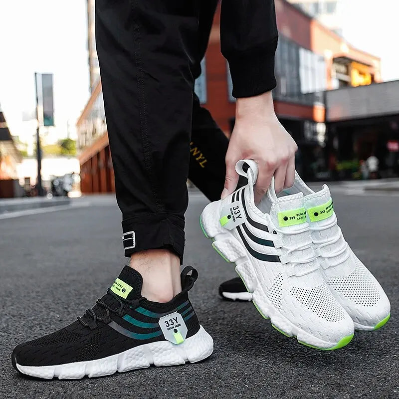 Zapatillas deportivas informales para hombre, transpirables, ligeras, de malla negra, para correr al aire libre, atléticas, para jogging, tenis, para caminar