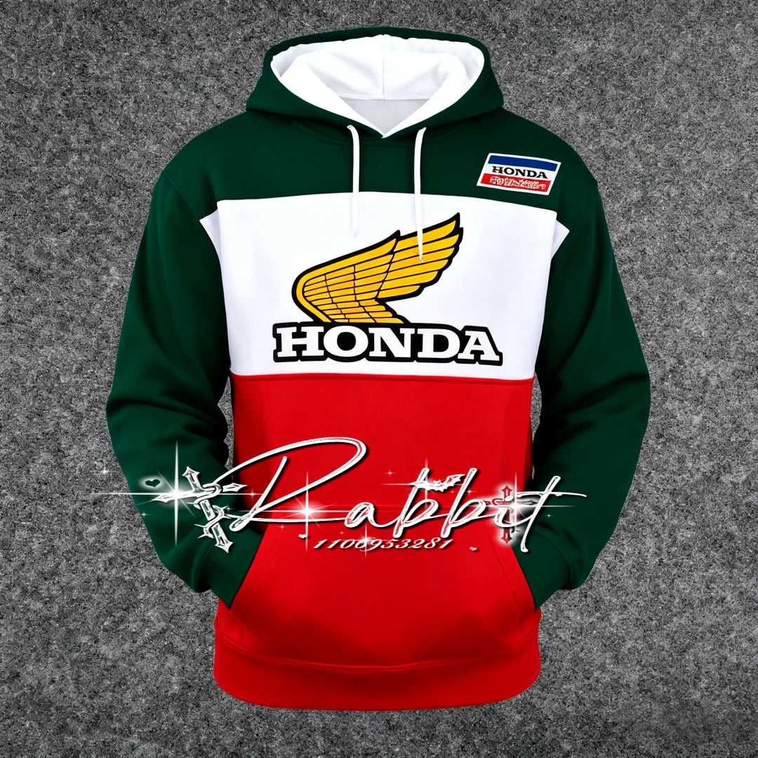 2025 New Autumn/Winter Outdoor Cycling Warm Hoodie Men's Honda Racing Team Fashion Street Motorcycle Racing Track Rider Hoodie