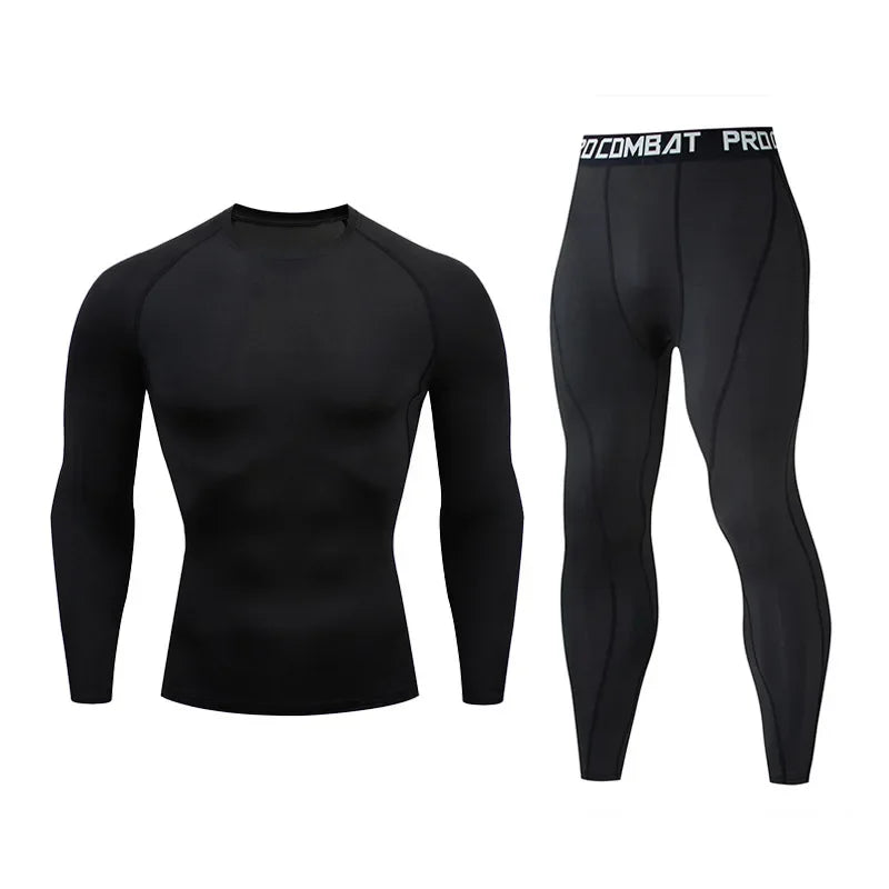 Men's 2/3pcs sets Boxing suit rashguard male kit MMA compression clothing men long-sleeved t-shirt+leggings tracksuit Sport Suit