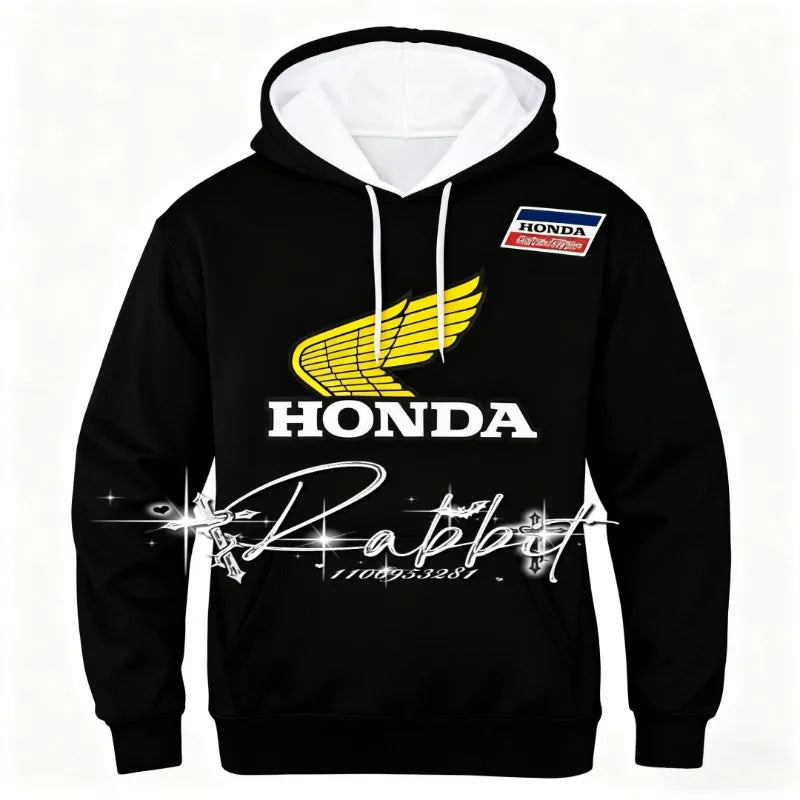 2025 New Autumn/Winter Outdoor Cycling Warm Hoodie Men's Honda Racing Team Fashion Street Motorcycle Racing Track Rider Hoodie