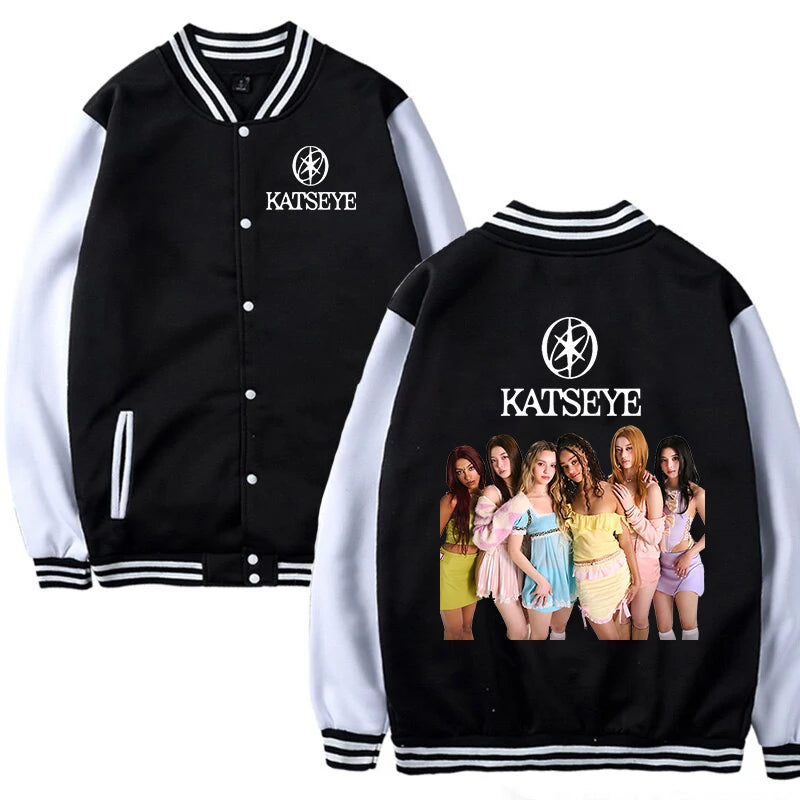Girl Group Katseye Baseball Uniform Jacket 2026 New Katseye Kpop Baseball Jackets Coat Children's Clothing Autumn Kids Clothes