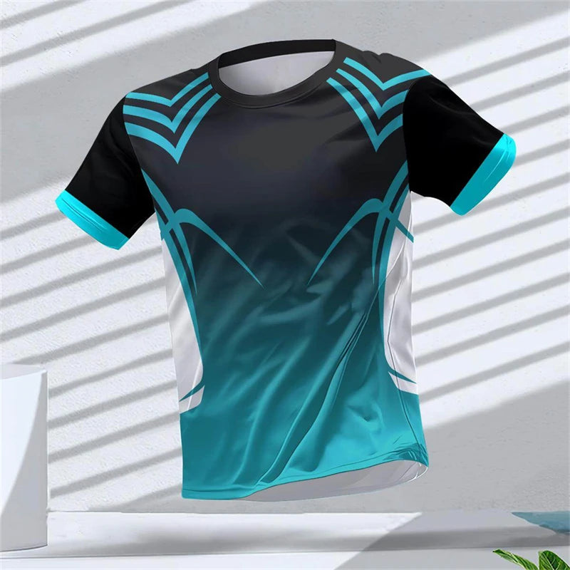 Fashion Running Sports T Shirts For Men Summer Casual Outdoor Fitness 3D Printed T-shirts Loose Quick Dry Breathable Tees Tops